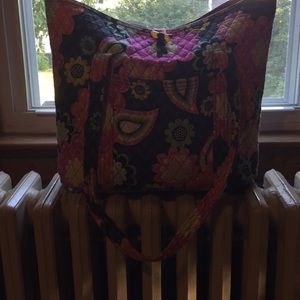 Vera Bradley Floral Tote Bag with Toggle Clasp